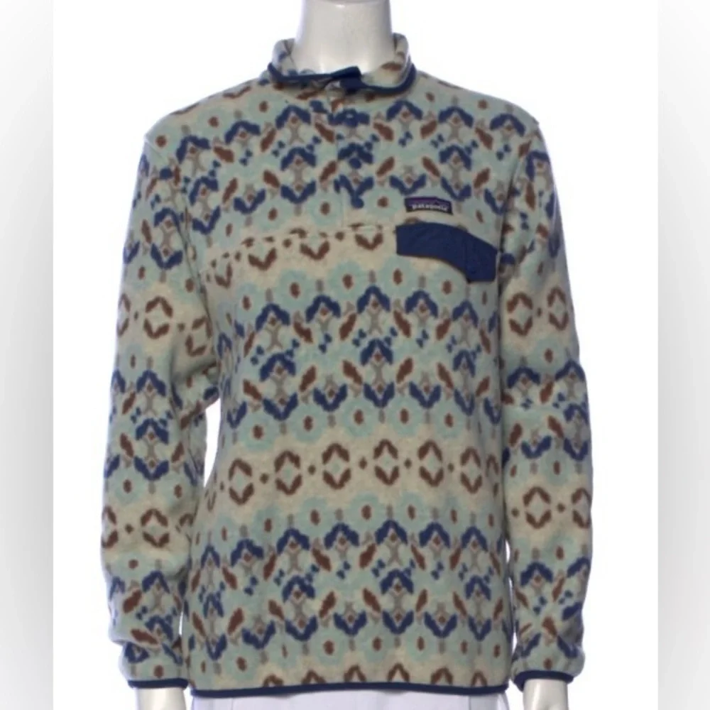 Patagonia Lightweight Synchilla Snap-T Tundra Cluster Big Sky Blue Pullover XS - Picture 5 of 5